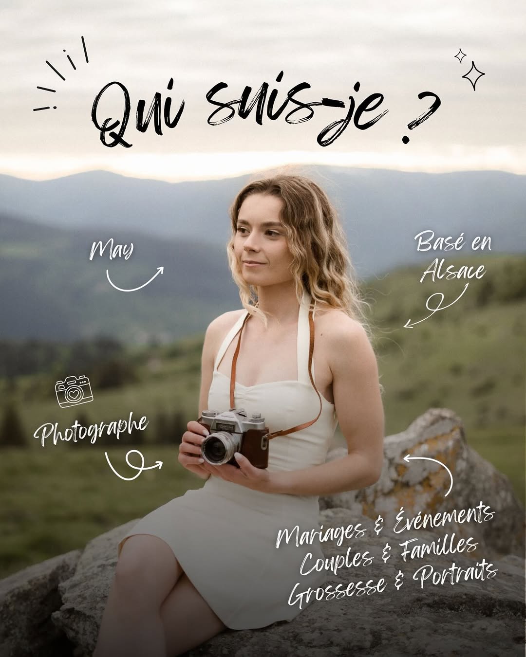 ✨ Je suis Maylis Herbin, mais tout le monde m’appelle May.
Photographe basée en Alsace, je me déplace partout où vos pr